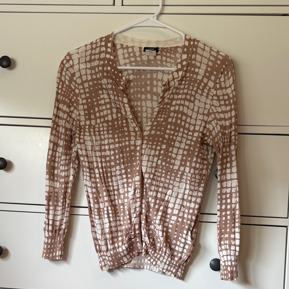 J. Crew Beige and White Polka Dot Sweater